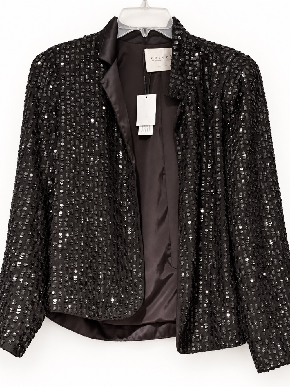 Velvet by Graham and Spencer Black Sequin blazer. S
